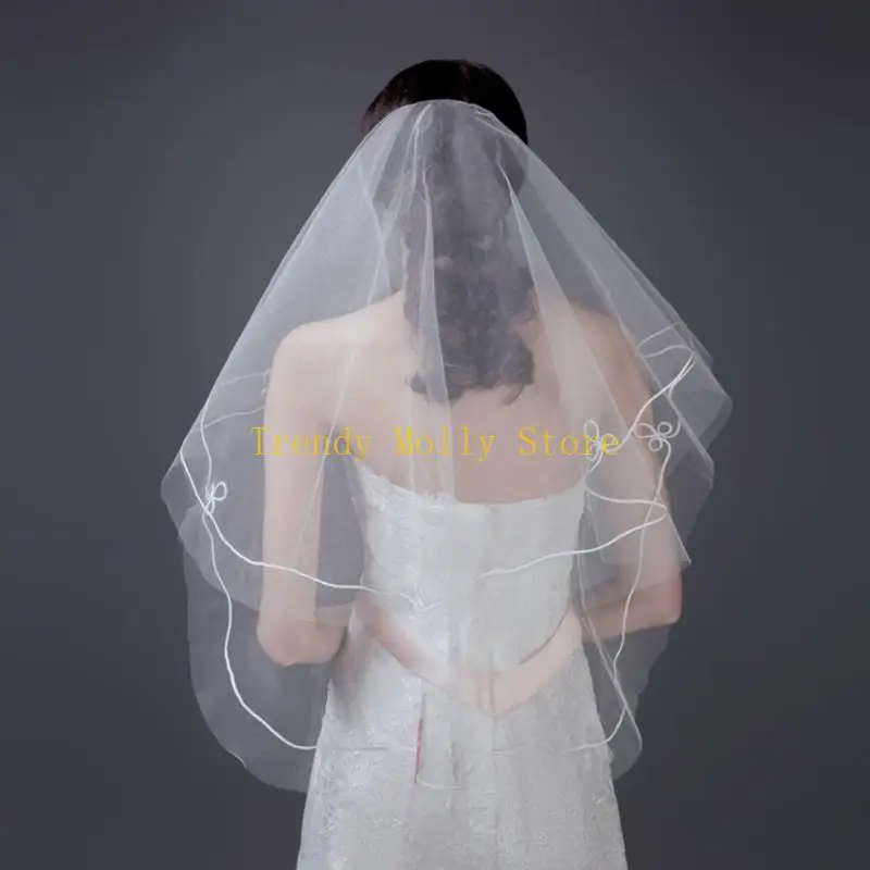 N5KB Bridal Veil Headppoins double Layer Long Long Tulle Supplies