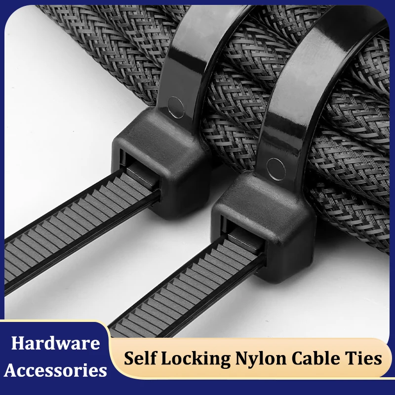 Length 100/150/200mm Self Locking Plastic Cable Ties Wire Binding Wrap Straps Organiser DIY Cable Fastener Bundling Belt Zip Tie