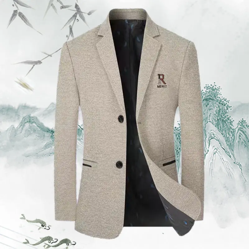 

1-A142 Middle-aged Men's Suit Autumn and Wintean Style Coat Men's Winter Business Casual Thick Woolen Coat West ZS