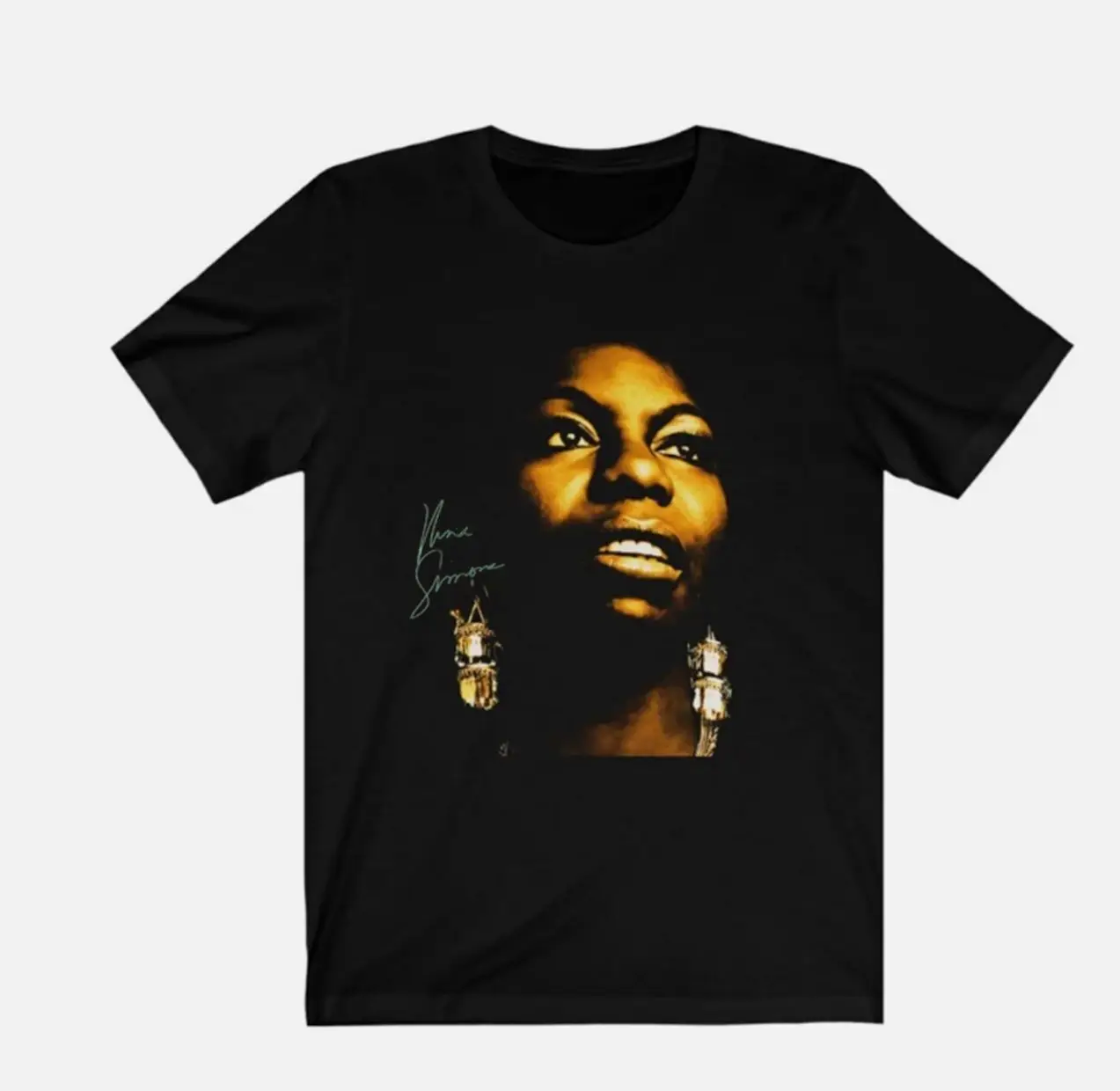 Nina Simone Singned Black Cotton Men T Shirt Size S To 5XL