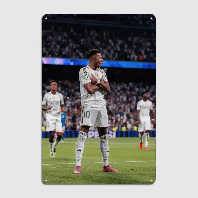 Kylian Mbappé Football Player Poster Metal Posters Living Sign Indoor Outdoor Room Decoration Home Bar Decor Wall Decor