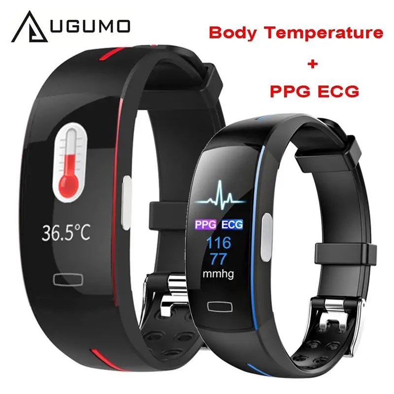 New UGUMO P3A ECG PPG smart Bracelet Heart Rate Blood Pressure Monitoring Watch Body Temperature Measure Smart watches Men Women