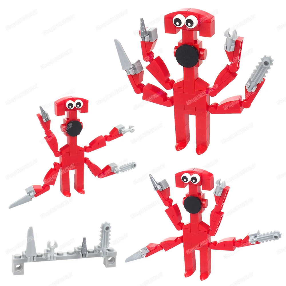 Red Weapons Tentacle Building Block Assembly Figures Banban Cute Monsters Kindergarten Mutation War Model Children Gift Boy Toys