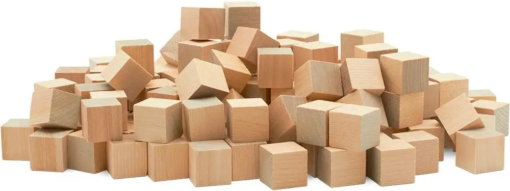 Plain Wooden Blocks for Baby Shower, Small Blank Wooden Blocks, STEM, Building, Birch Wood Cubes for Crafts