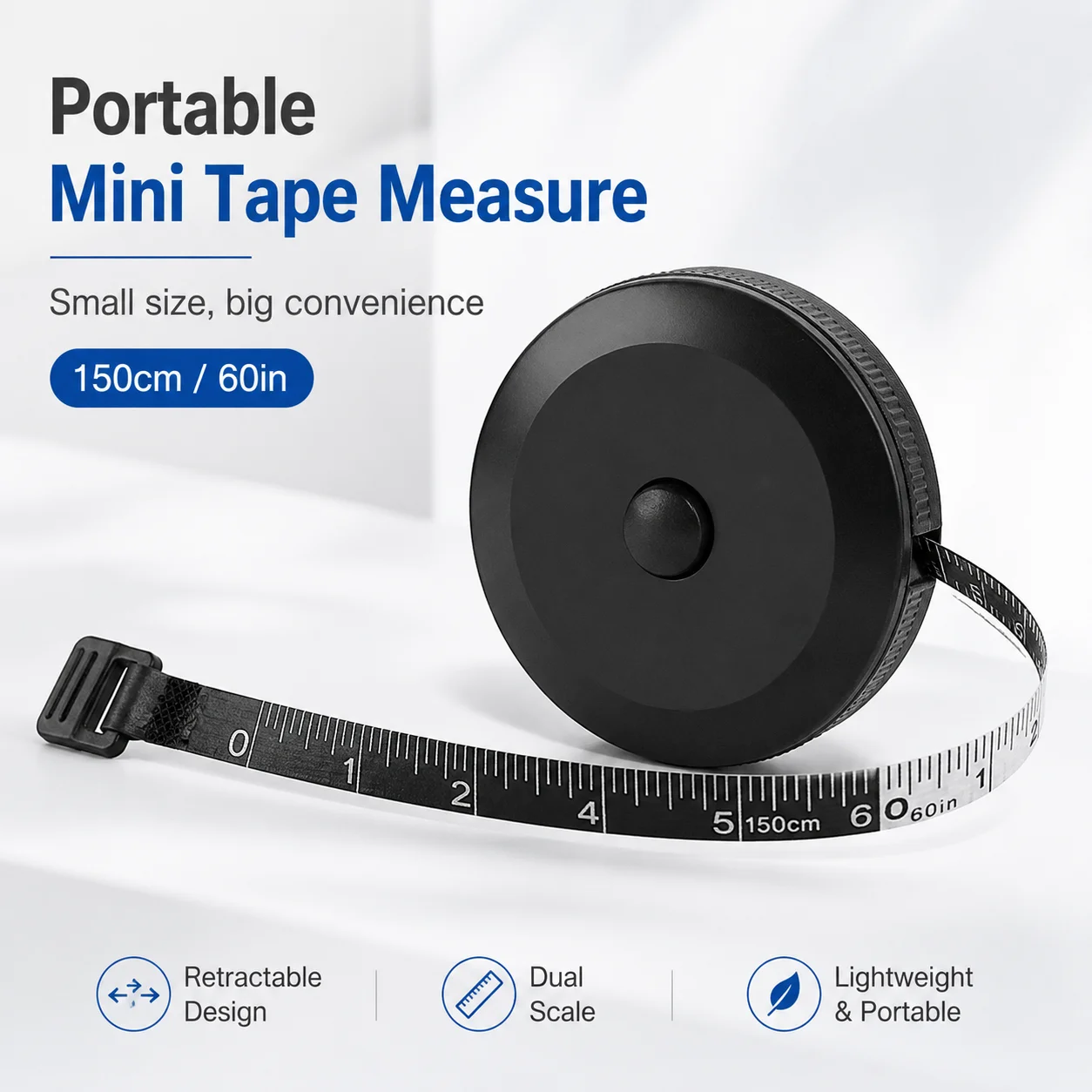 Fita Métrica Mini de 150cm, Régua de Alfaiate com Chaveiro, Ferramenta Portátil para Medir Tamanhos de Roupas