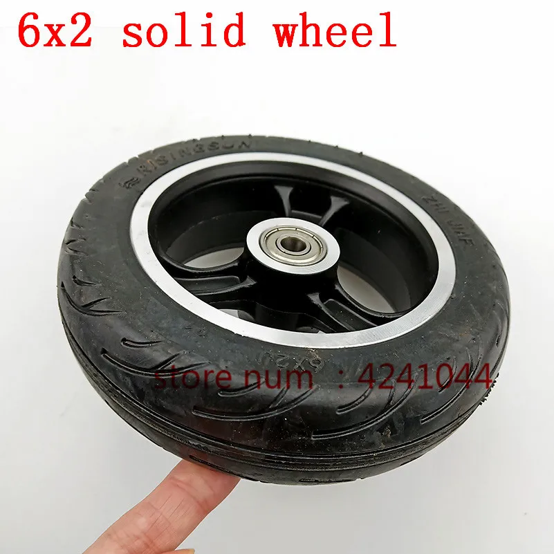 6 Inch Electric Scooter Wheel 6x2  With Air Tire Solid  Metal Hub 608 /628 Bearings 8/10mm Axle Hole Trolley Cart