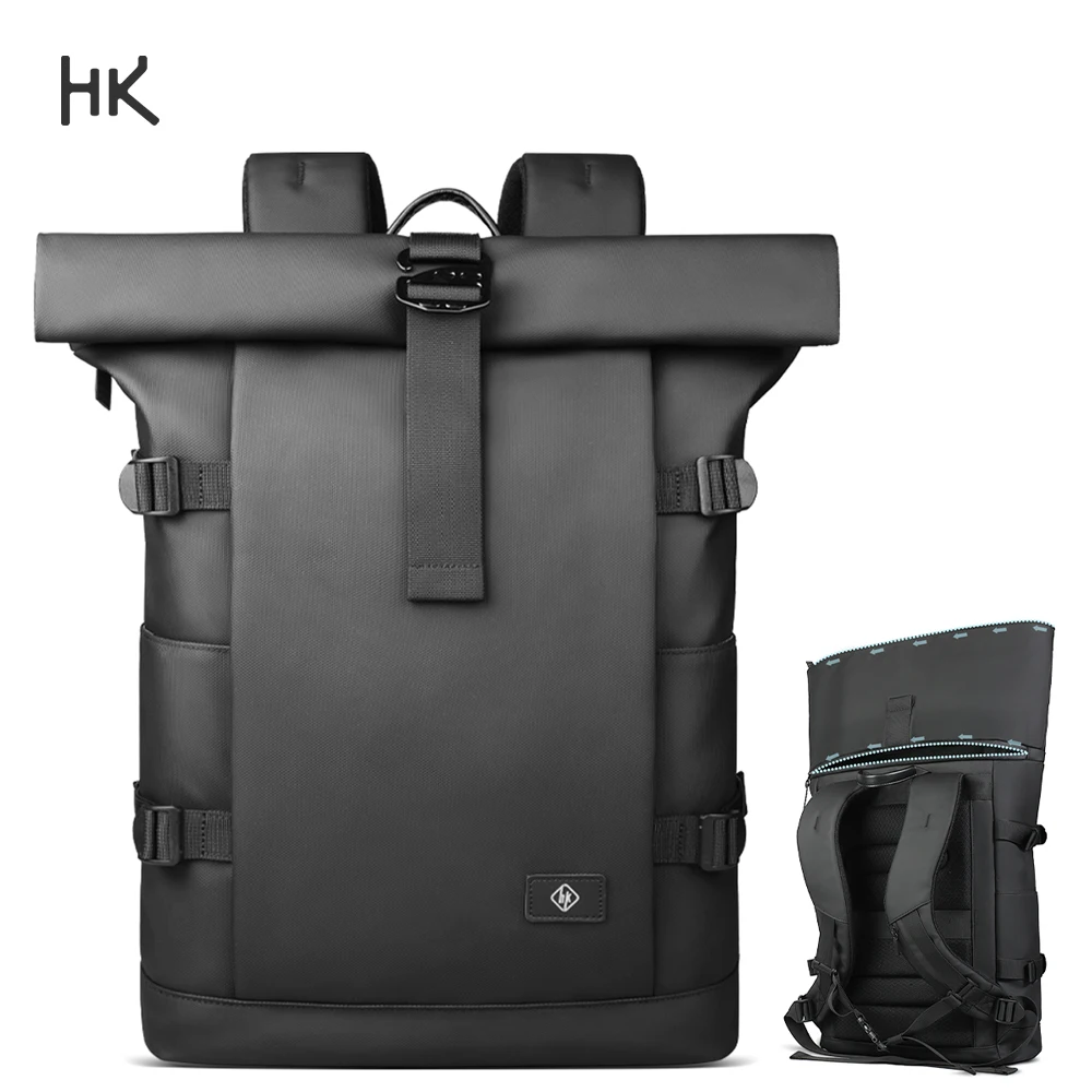 

Мужской рюкзак HK Roll-Top, расширяемый, водонепроницаемый, сумка для ноутбука 15,6 дюйма, дорожный рюкзак большой вместимости, рюкзак для отдыха, походов, кемпинга