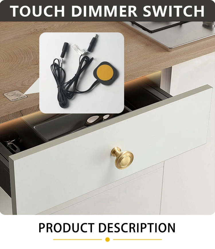 Ultradünner, durchdringender Berührungsschalter DC12V 24V 60W LED-Berührungssensor zur Verdeckten Montage auf der Rückseite von Holzmöbeln und Acrylstein. – Detail 1