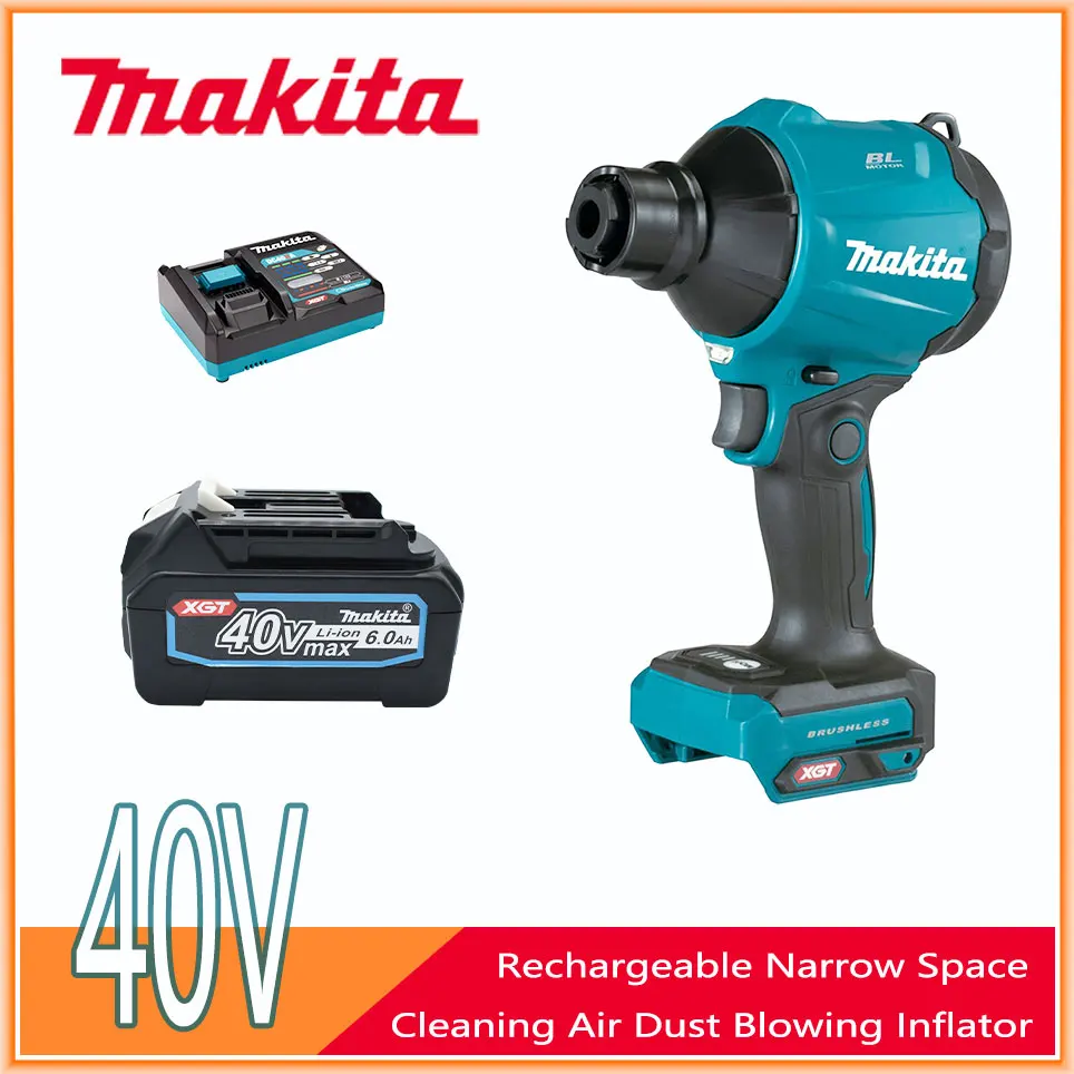 Makita AS001G 40V MAX Cordless Dust Blower  Brushless Rechargeable Narrow Space Cleaning Air Dust Blowing Inflator With Nozzles