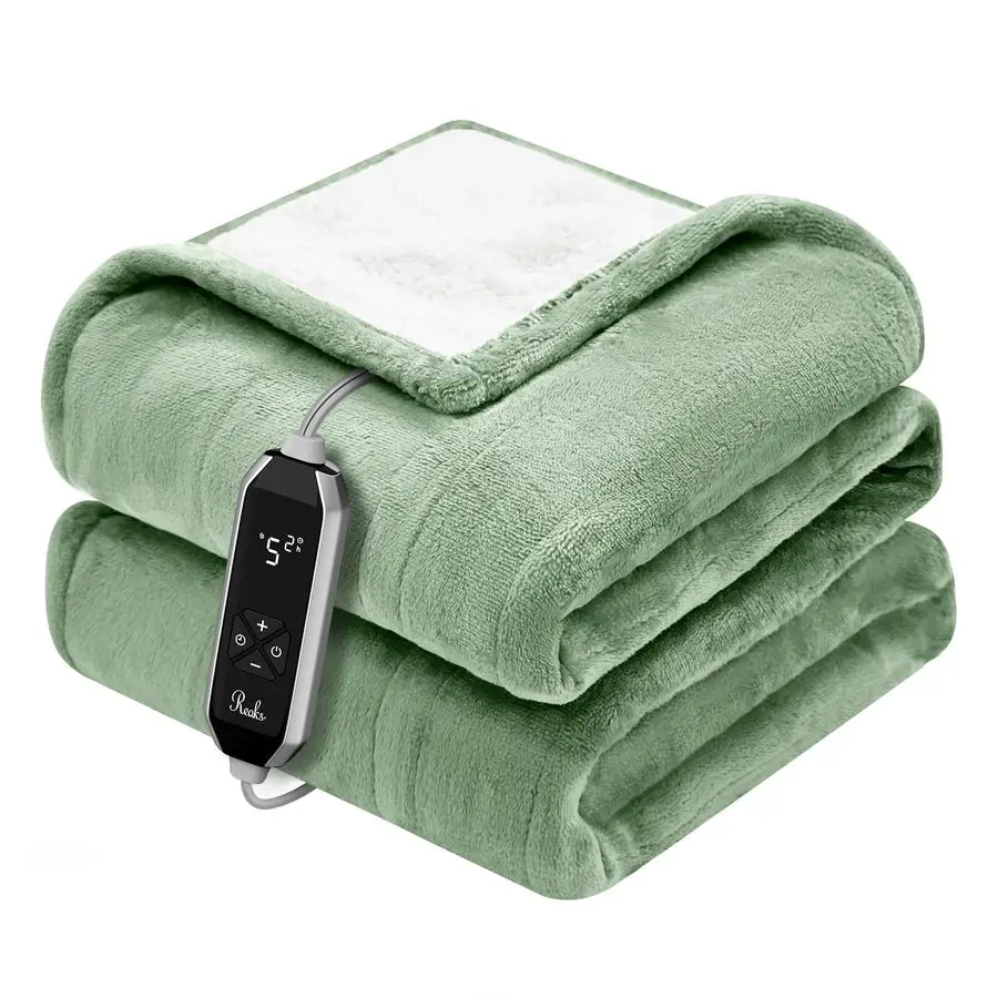 

Heated Blanket Throw, 5060 Inches, Fast Heating Blanket 10 Heat amp 9 Timer Settings, Electric Blanket Soft Flannel Sherpa, Auto