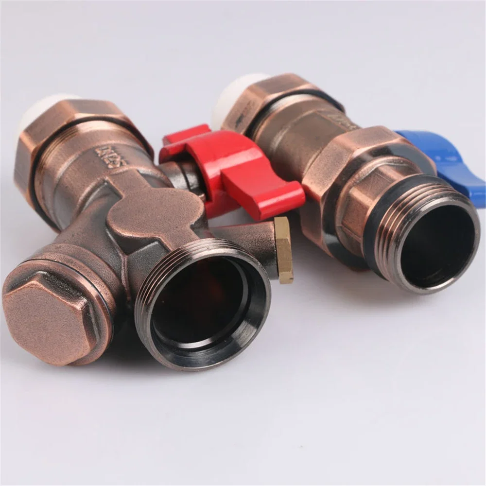 Valvola a sfera separatore d'acqua Valvola a manicotto del filtro dell'acqua di ingresso e uscita color bronzo Unione dell'acqua di ingresso e uscita multifunzionale