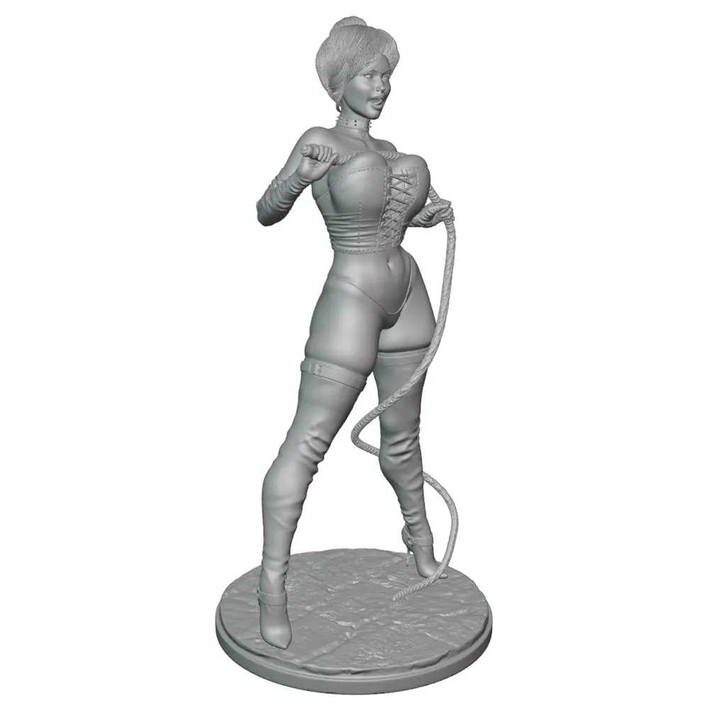 1/24/6 Guerrière sexy, jeune fille attrayante tenant un fouet, kit de figurine en résine, modèle GK mini imprimé en 3D gris, non coloré