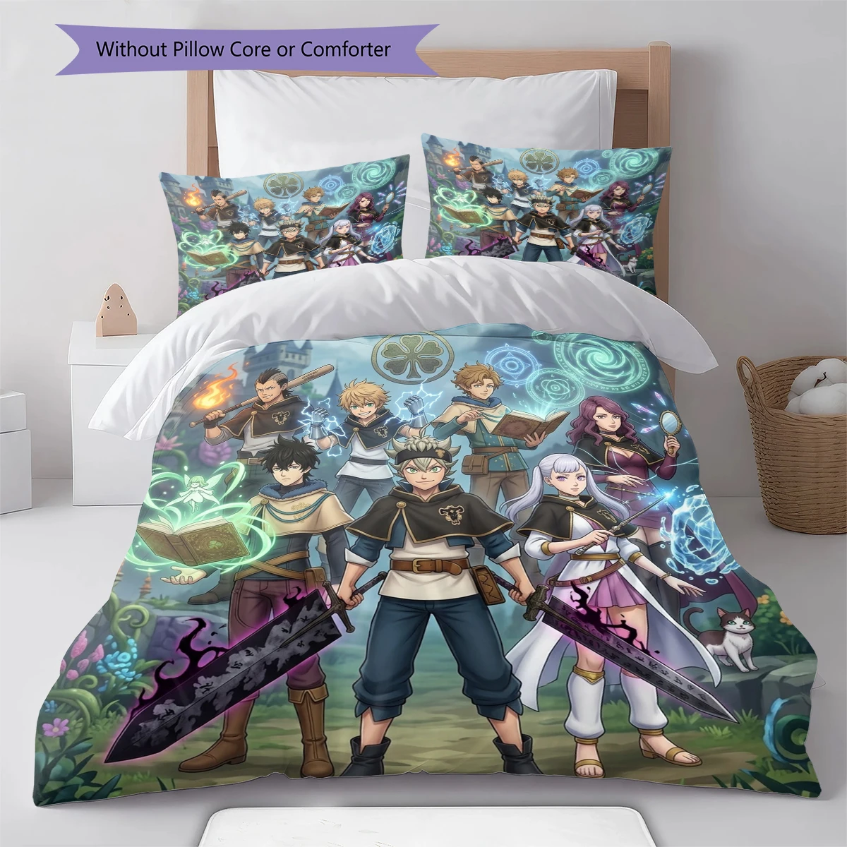 Black Clover Soft Cozy Duvet Cover, Children Bedding Gift, Extra Large  Various Sizes -HE69