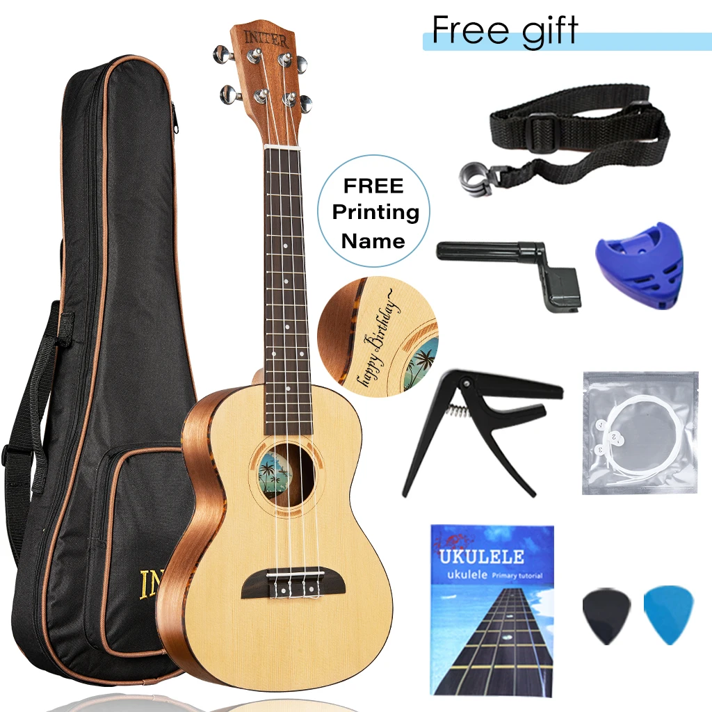 

INITER Ukulele ukelele 23/26 InchConcert/tenor guitar High Quality spruce ukuleles Small Hawaii Guitars for beginner&Free access