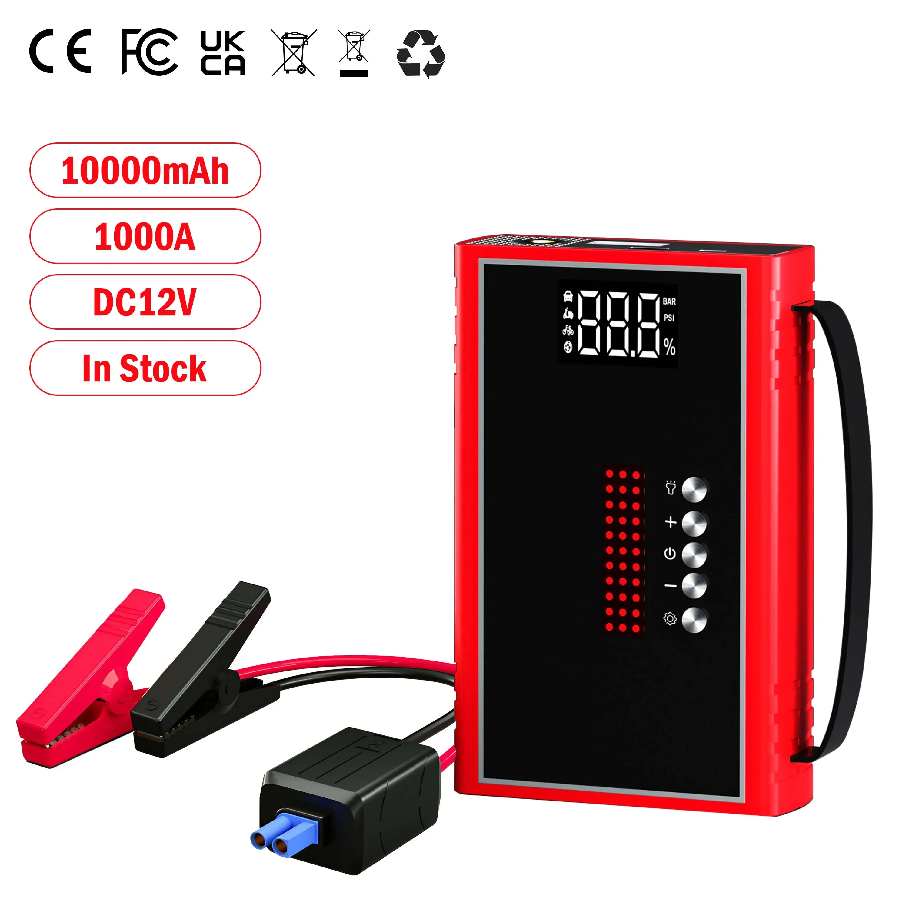 Portable High Power Car Jump Starter 12V Car Battery Jump Starter With Air Compressor Pump Car Battery Charger Jump Starter