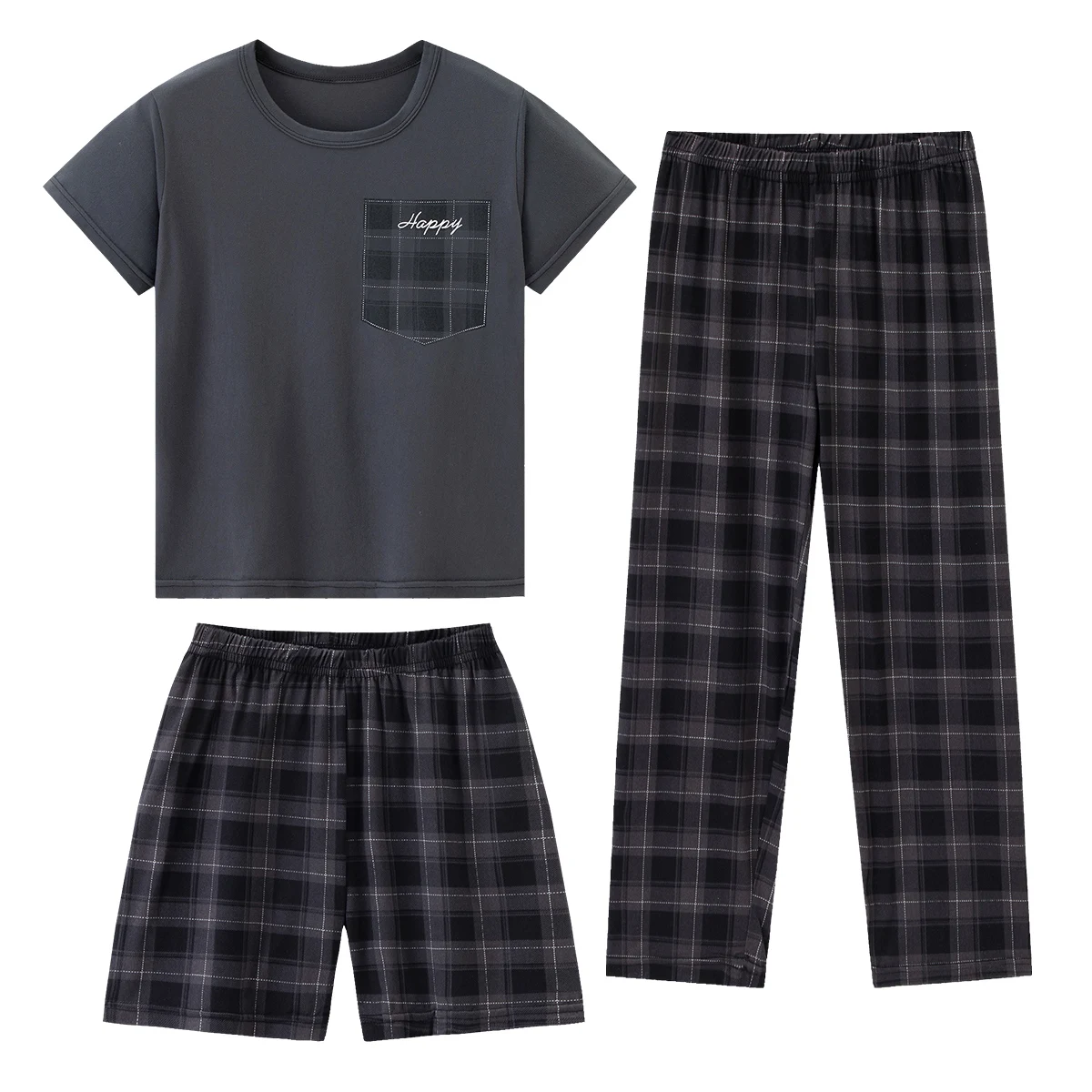 3-teiliges Kinderset für Frühling und Sommer, feuchtigkeitsabsorbierend, bequem, lässig, modisch, Schlafanzug, Shorts, Hosen, Heimkleidung – Detail 5