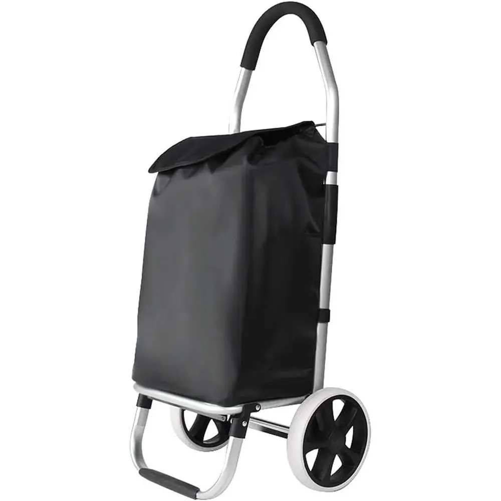 

Compact Aluminum Shopping Trolley Bag - Portable Cart for Travel & Grocery Shopping (Black)