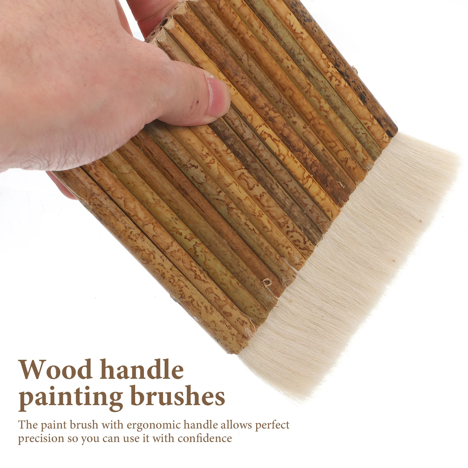 

6Pcs Sheep Hair Paint Brushes Wooden Handle Flat Style for Painting Crafts Furniture Wall Art for Painting Paint