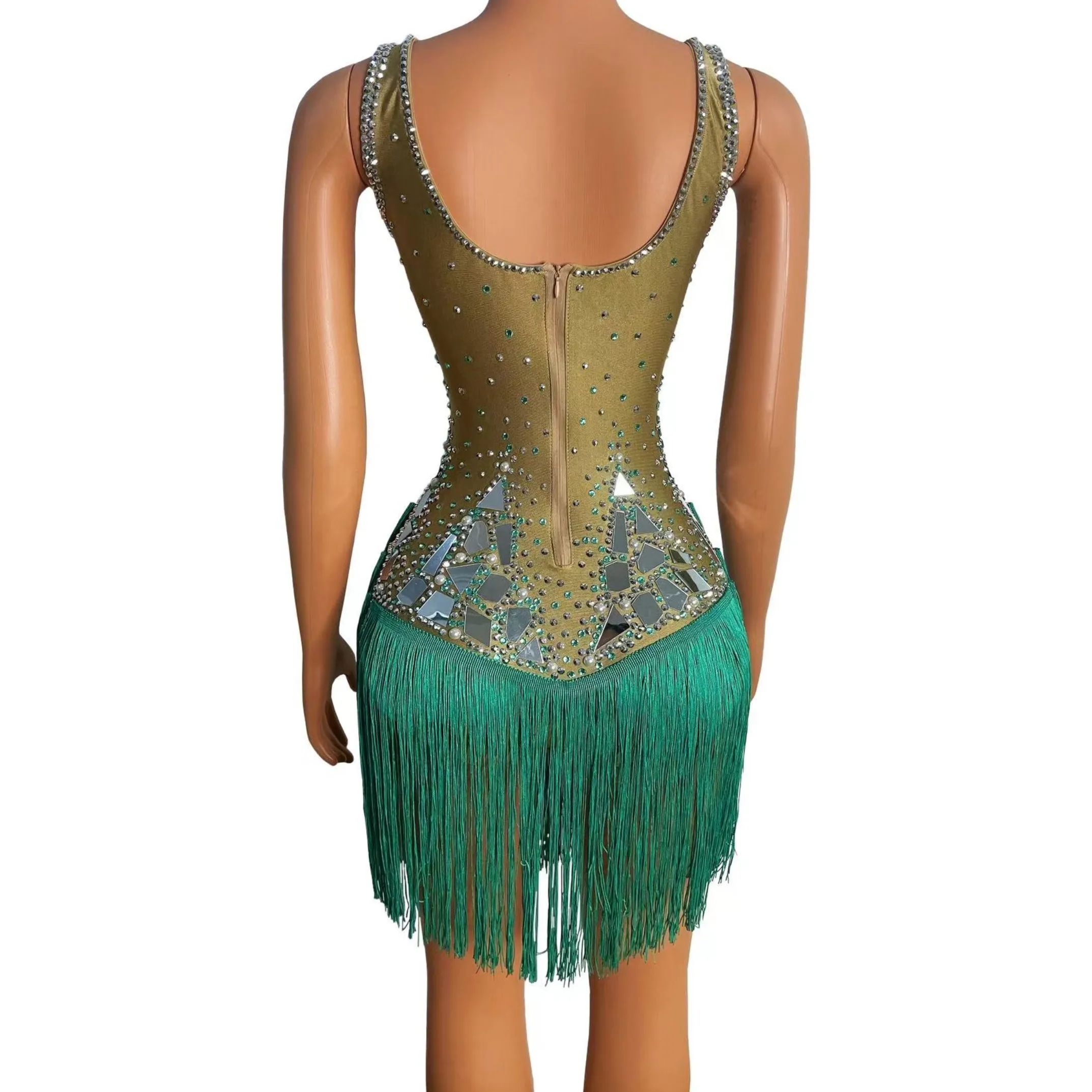 Sexy feminino desempenho diamante borlas vestido boate dj bar cantor mulheres drag queen gogo dançarinos equipe trajes de palco dn21617