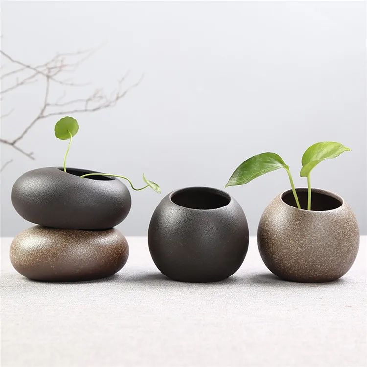 

Retro Ceramic Vase Coarse Pottery Hydroponic Flower Pot Flower Arrangement Tool Art Copper Coin Grass Pothos Desktop Plant Pot