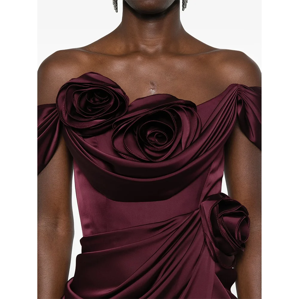 فساتين سهرة بسيطة قبالة الكتف فتحة أمامية مستقيمة فساتين سهرة أنيقة بطول الأرض فساتين لحضور الحفلات الموسيقية حسب الطلب 2025 #3