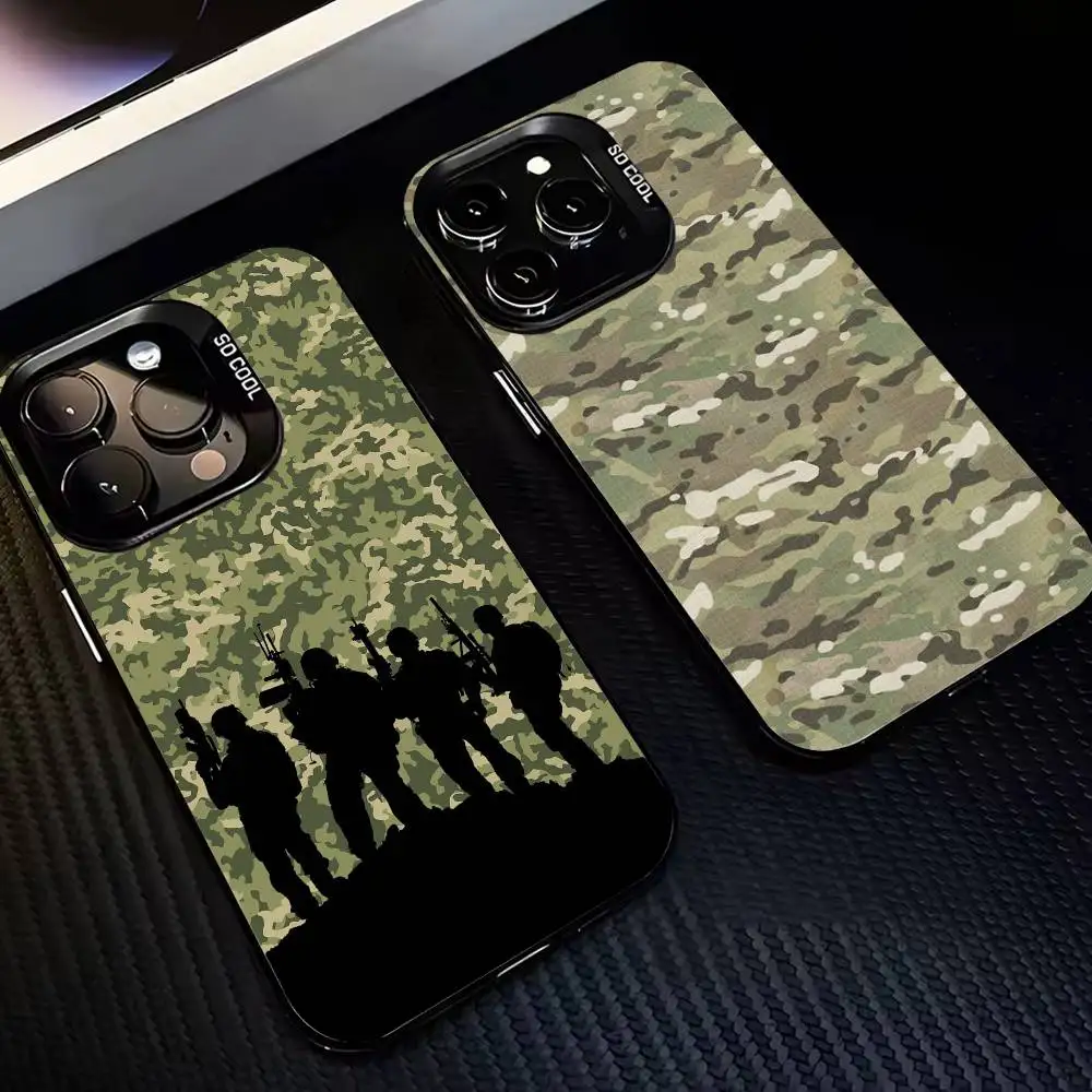 

Camouflage C-Camo Military Army Phone Case For iPhone17,16,15,14,13,12,11,Pro,MAX White Matte Shockproof Cover
