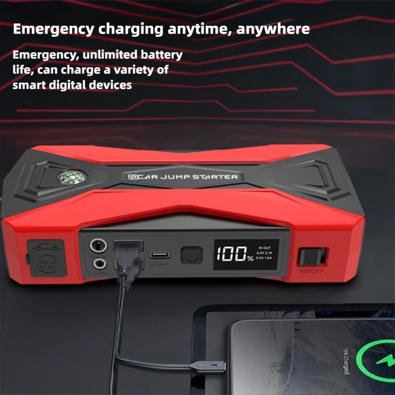 Emergency startup power supply 12V emergency startup device battery charging equipment (Y6) include a toolbox an air pump