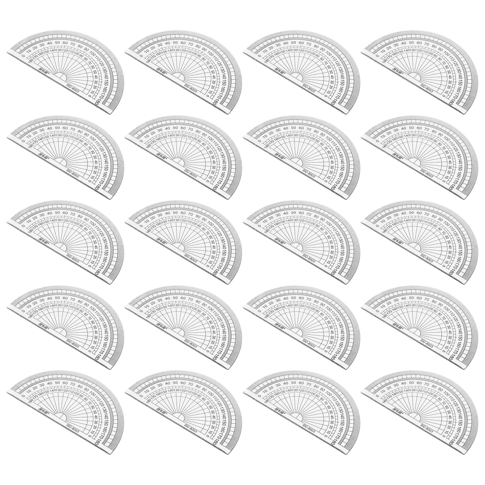 20 Pcs Students Rulers Simple 180 Degrees Protractor Office Measuring Angle Measurement