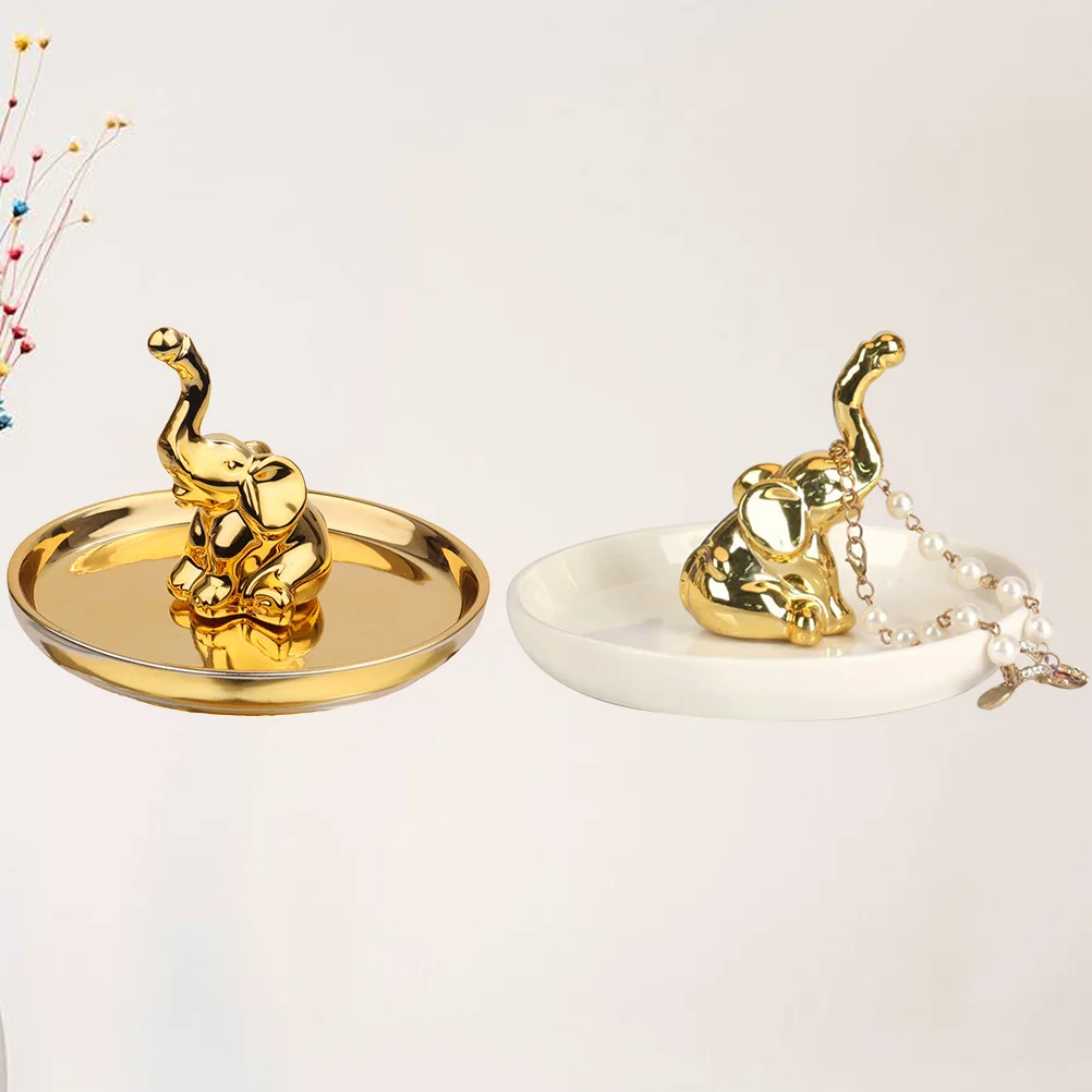 

2Pcs Ceramic Jewelry Storage Tray Organizer with Design for Ring Bracelet Necklace Display Home Decor Gift
