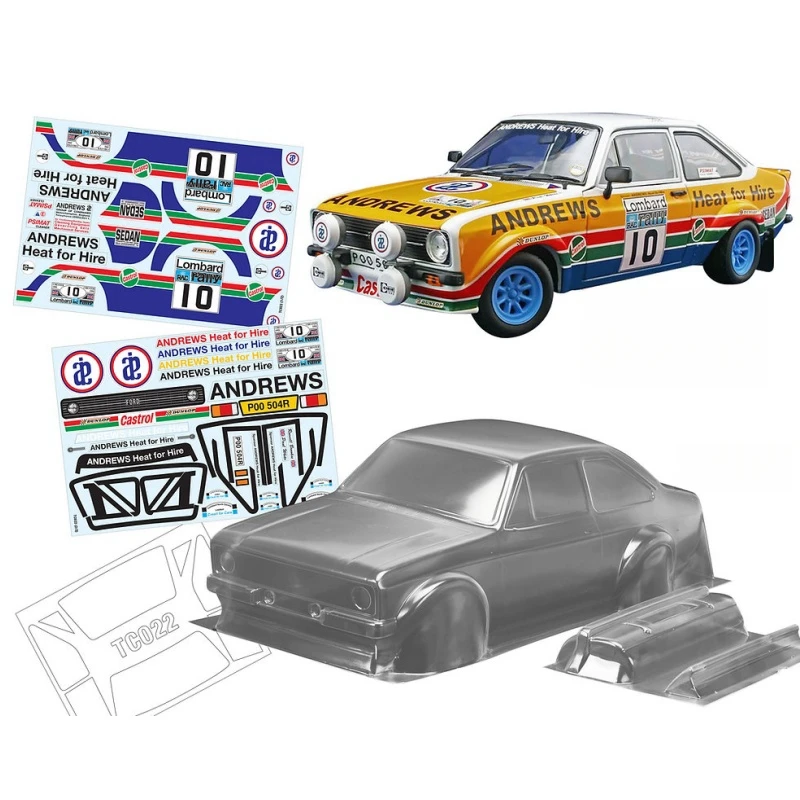 

1/10 Ford Escort MK2 Clear Lexan Body W/Rear spoiler and Decal Sheet fit to RC Rally car 258mm Wheelbase Tamiya tt02 Chassis