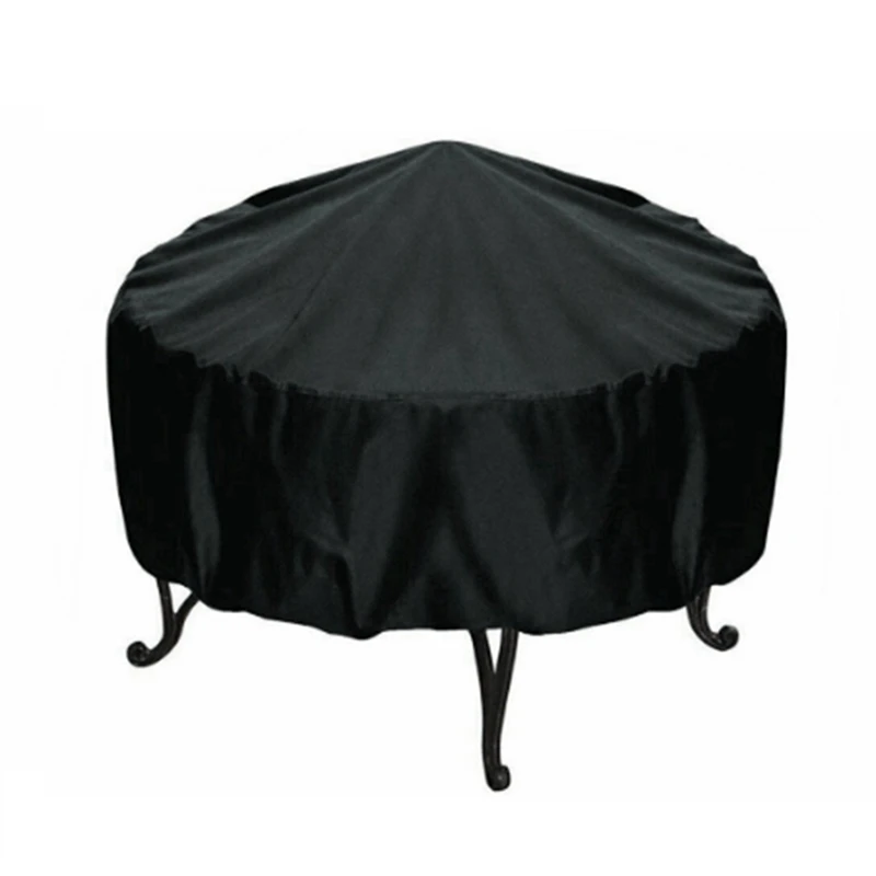 Fire Pit Cover Round 36 Inch Fire Pit Cover, Black, Windproof Drawstring And Waterproof Layer For 30-36 Inch Fire Pits