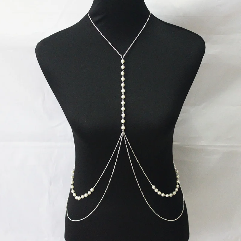 Fashion Pearl Multi-layer Body Chain Waist Chain Sexy Bikini Accessory For Women Jewelry Korean Simple Chest chain New 2023