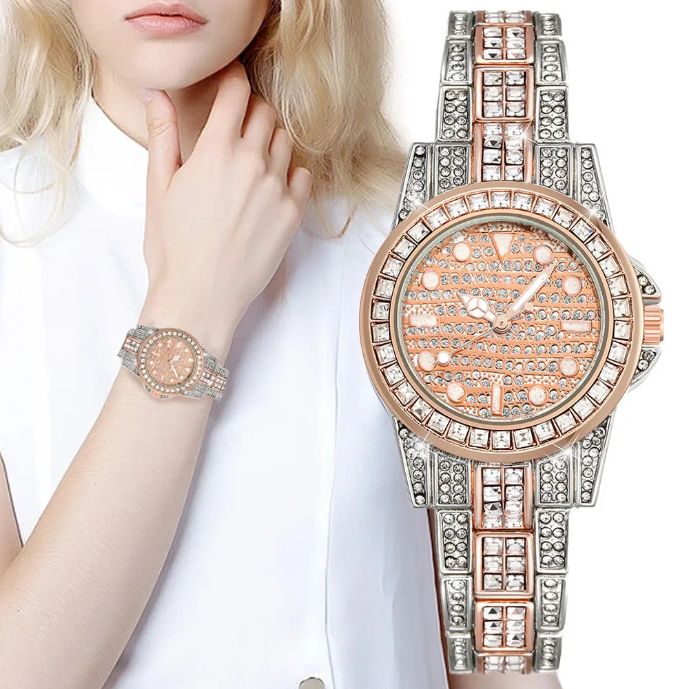 

Luxury Ladies 2023 New Brand Quartz Watch Fashion Full Diamond Simple Women's Casual Stainless Steel Dress Gift Clock Watches