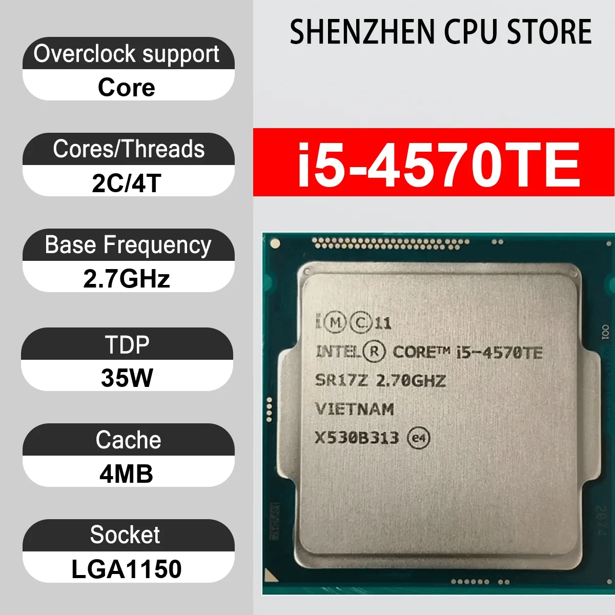 Intel Core i5-4570T 2 Core 4 Thread 2.9GHz 35W 4MB Cache 22nm LGA1150 SR14R / SR1CA DDR3 1600 MHz Haswell HD Graphics 4600