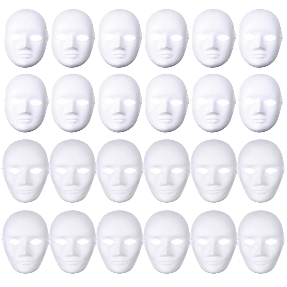 

24 Pcs Hand Painted Mask Halloween Bulk Blank Mulitpack Costumes Clothing Party Face Masks for Adults Scary Lovers