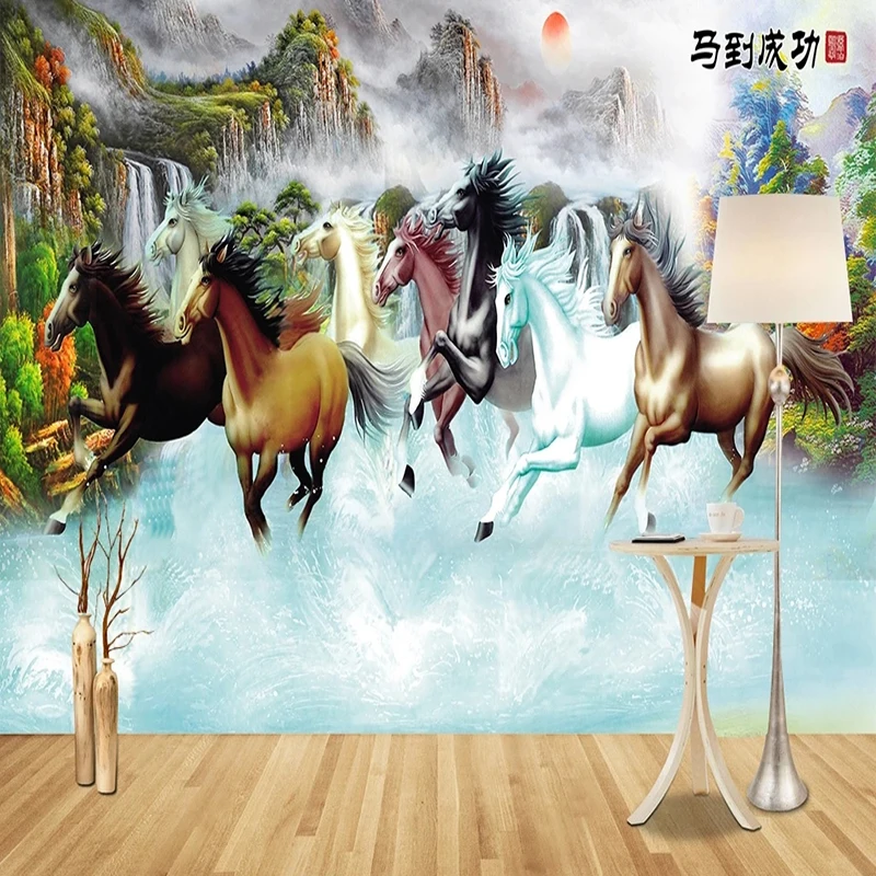 

Chinese Style Ink Painting Wild Horses Galloping Photo Mural Wallpaper Restaurant Bedroom Decor Mural Papel Pintado De Pared 3D