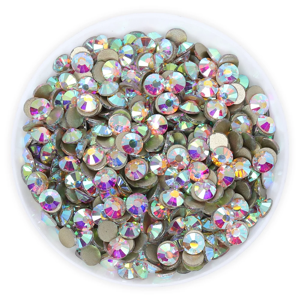 

Кристалл AB, высокое качество SS3-SS60, стеклянные стразы, кристаллы, золото, стразы с плоской задней частью, украшения для дизайна ногтей