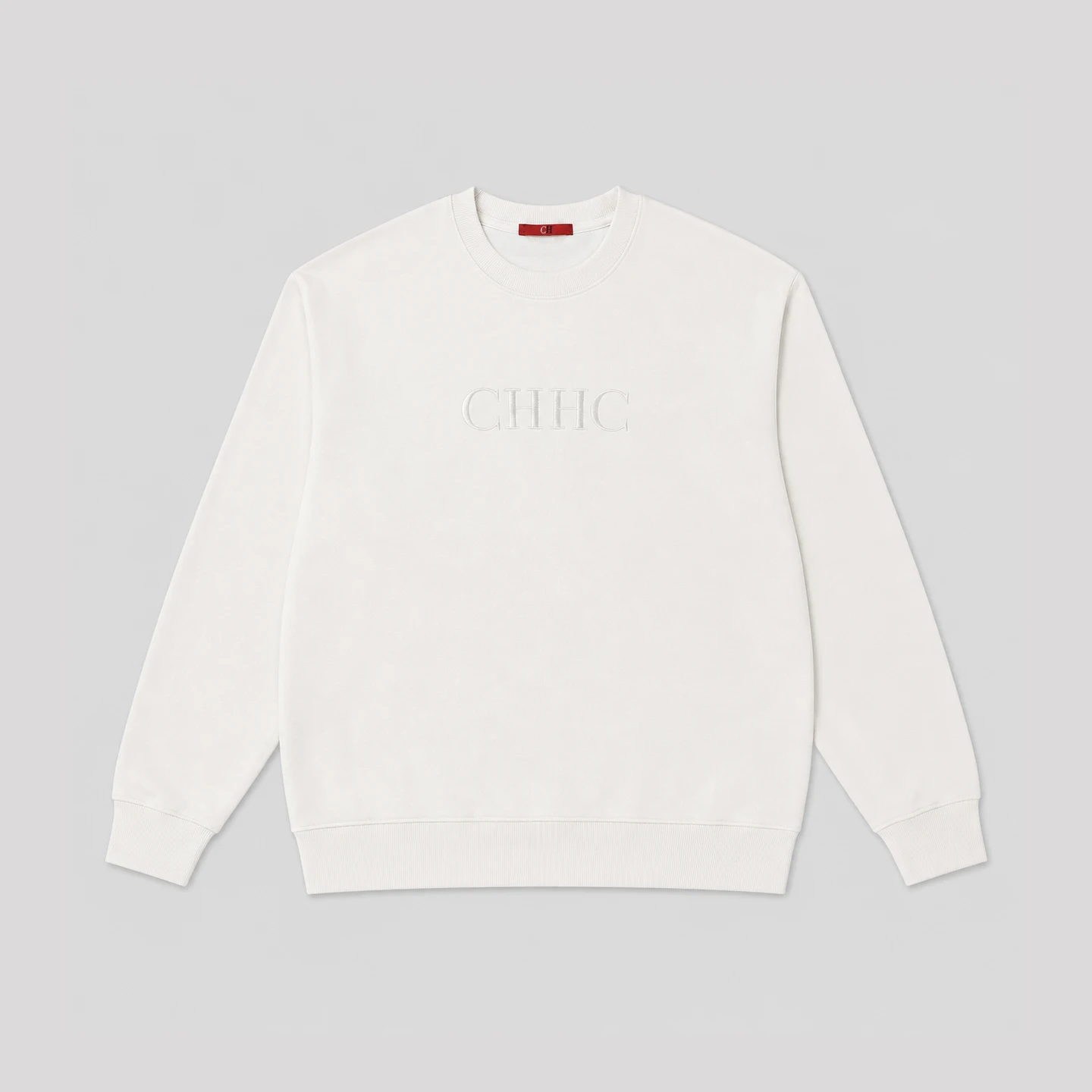 CH Women Crew Neck Long Sleeve Sweatshirt Front Letter Embroidered Logo Basic Casual Daily Wear Soft Fleece Pullover Top