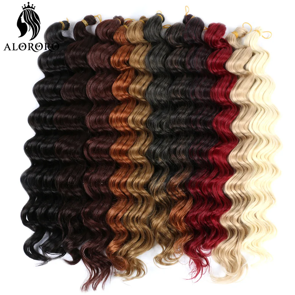 Onda de água extensões de cabelo, Afro Kinky Curly sintético torção Crochet cabelo, resistente ao calor, onda profunda, marrom, 20"