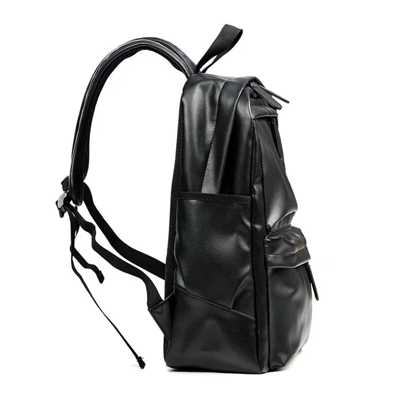 14 Inch Laptop Men Backpack Pu Leather Fashion Waterproof Casual Travel Bag
