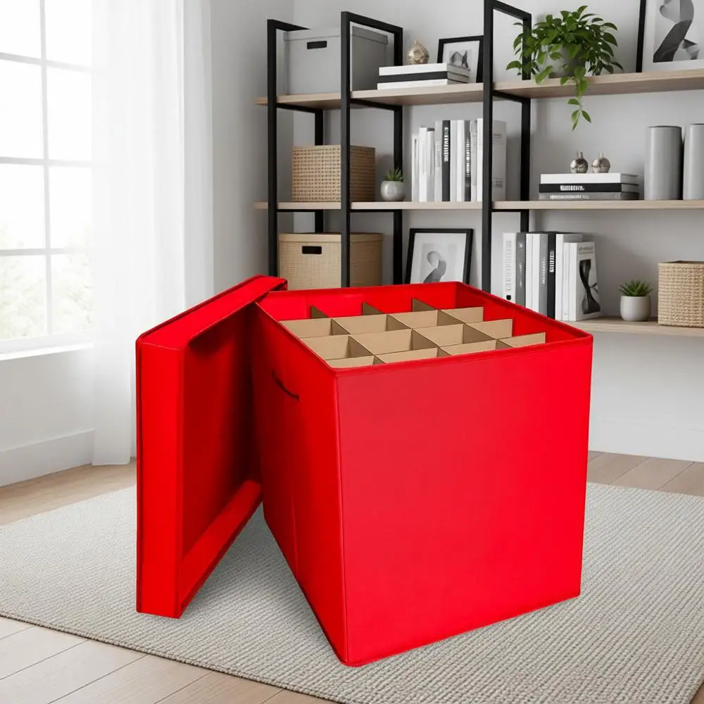 

Christmas Nutcracker and Figurine Collectible Storage Box, Fits 16 Holiday Ornaments, Stores Up to 16 Tall Ornaments, Holiday De