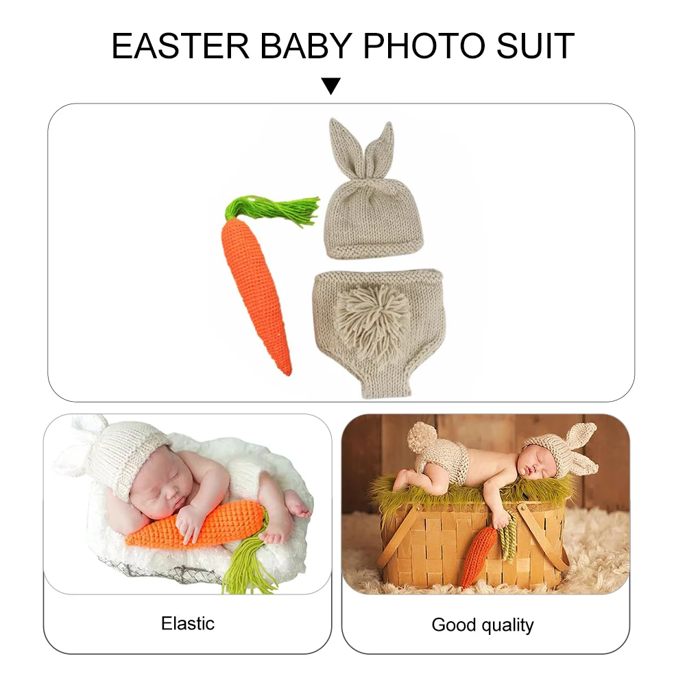 3 Pcs Rabbit Photography Clothing Infant Costume Boys Hats Suite Easter Newborn Outfit Props Yarn Baby Child Knitting Kit