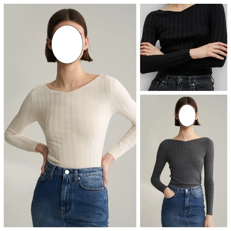 

Pit Striped Knitted Sweater for Women in Nordic Style, Simple Long Sleeved Base Top, Versatile for Autumn Commuting in 2025