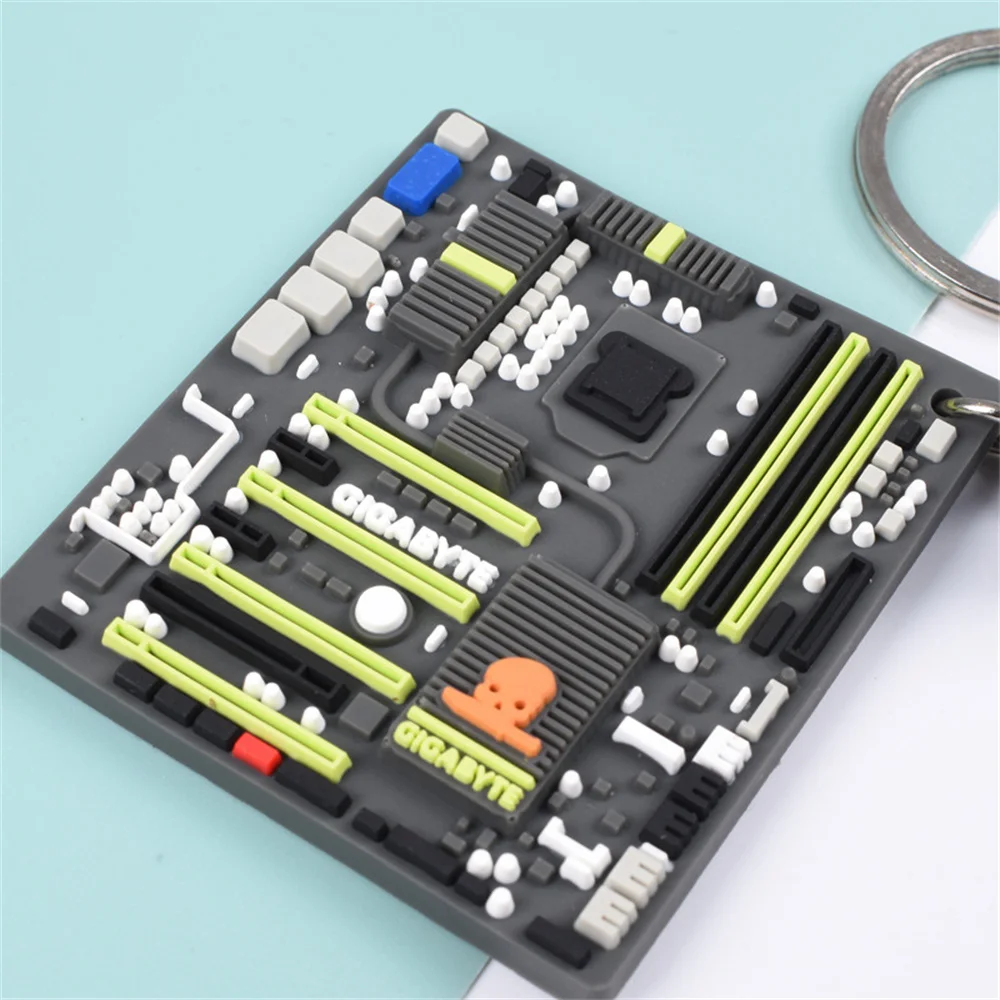 Fashion Computer Motherboard Keychain Simulation Game Circuit Board Silicone Keyrings Creative Car Keyholder Accessories Gift