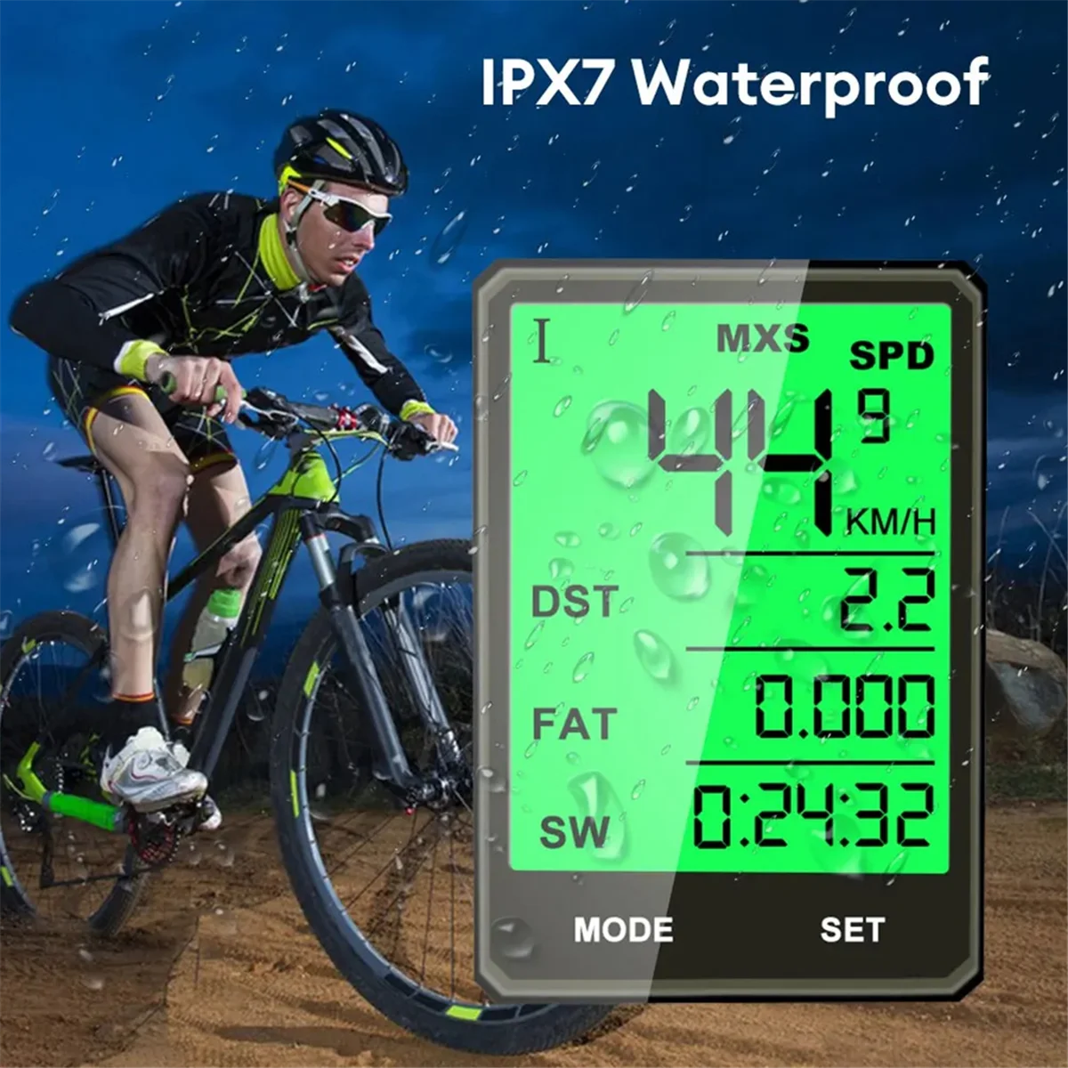 

Large Screen Bicycle Computer Wireless Bike Computer Waterproof Speedometer Odometer Cycling Stopwatch with LCD
