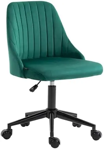 

Mid-Back Office Chair, Velvet Fabric Swivel Scallop Shape Computer Desk Chair for Home Office or Bedroom, Green Chairs set of