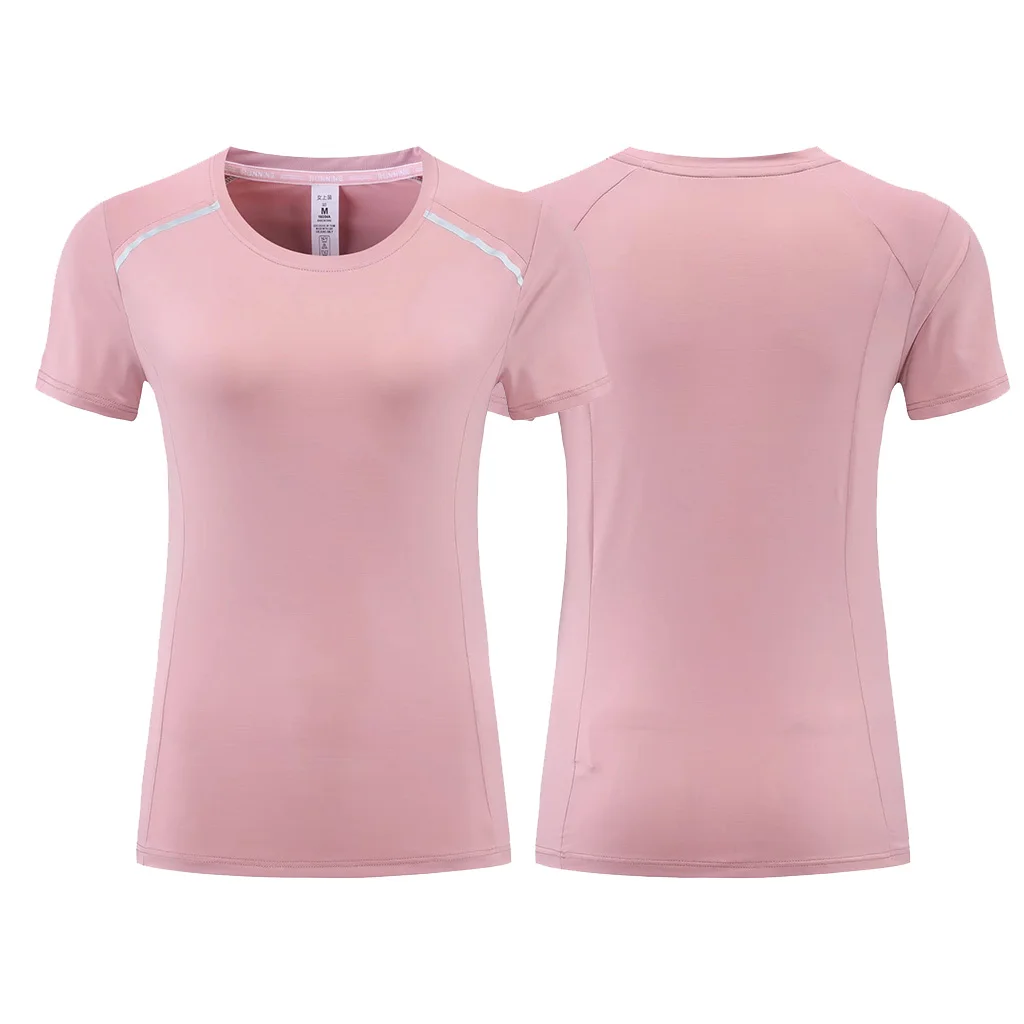 Camisetas de Yoga para mujer, Top corto deportivo sólido, camisetas de entrenamiento para gimnasio, correr, manga corta, ropa deportiva de secado rápido