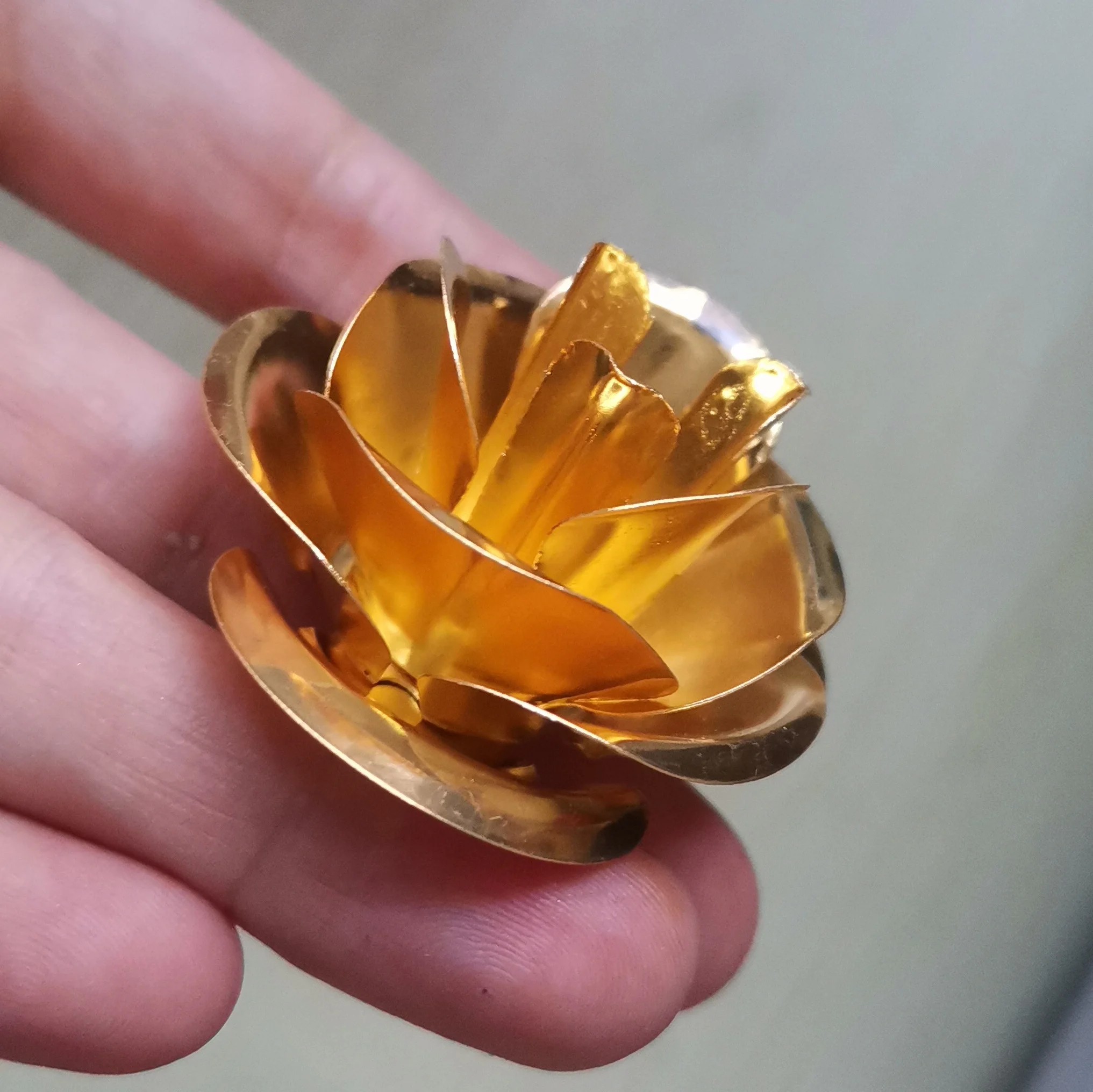 10 Pieces 45mm Gold color Metal Filigree Flowers Slice Rose stereoscopic Spacers Settings DIY Components Jewelry Findings