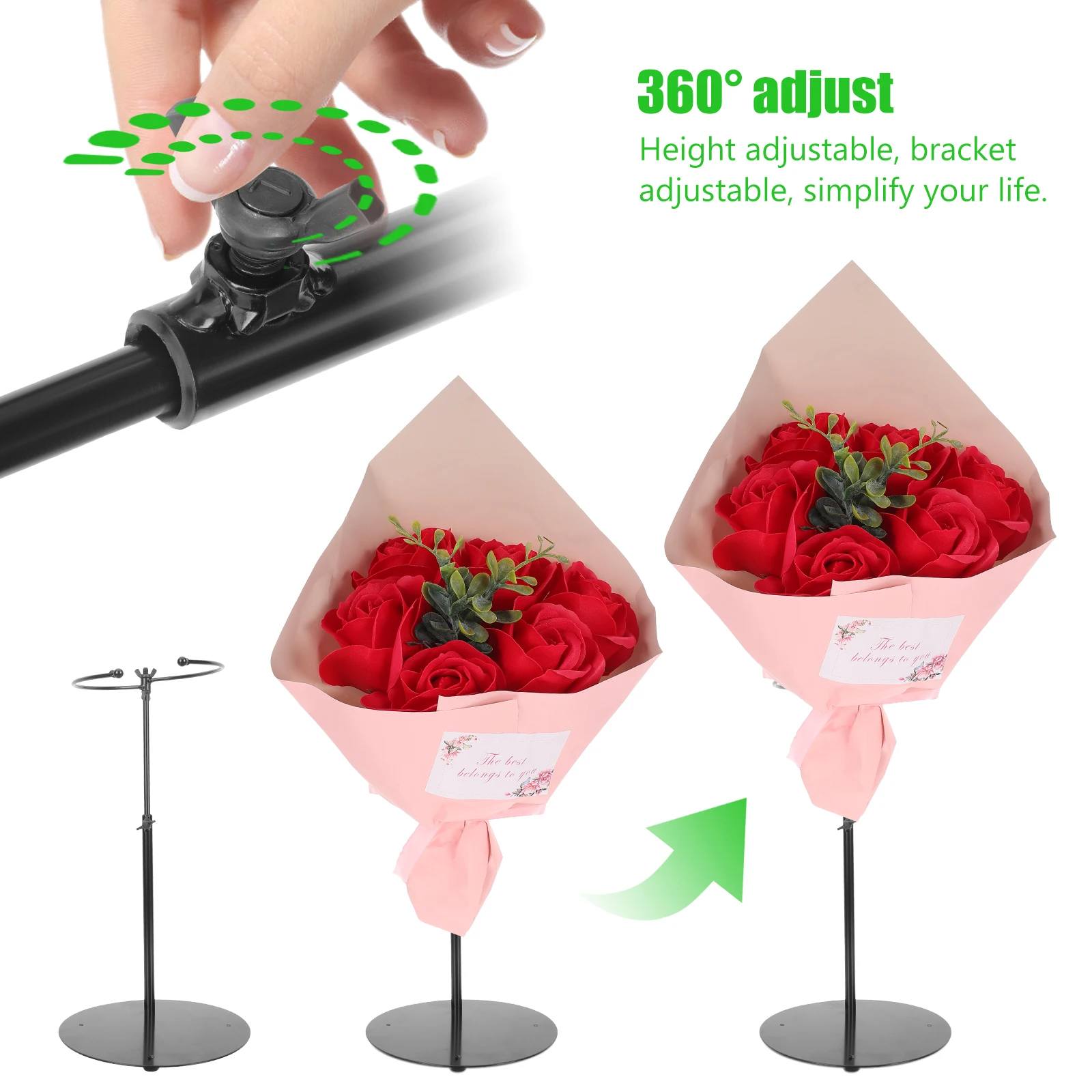 

Adjustable Bouquet Stand Floral Display Iron Stand Flower Shop Supplies Desktop Bouquet Fixing Tool Fresh Flower Takeaway