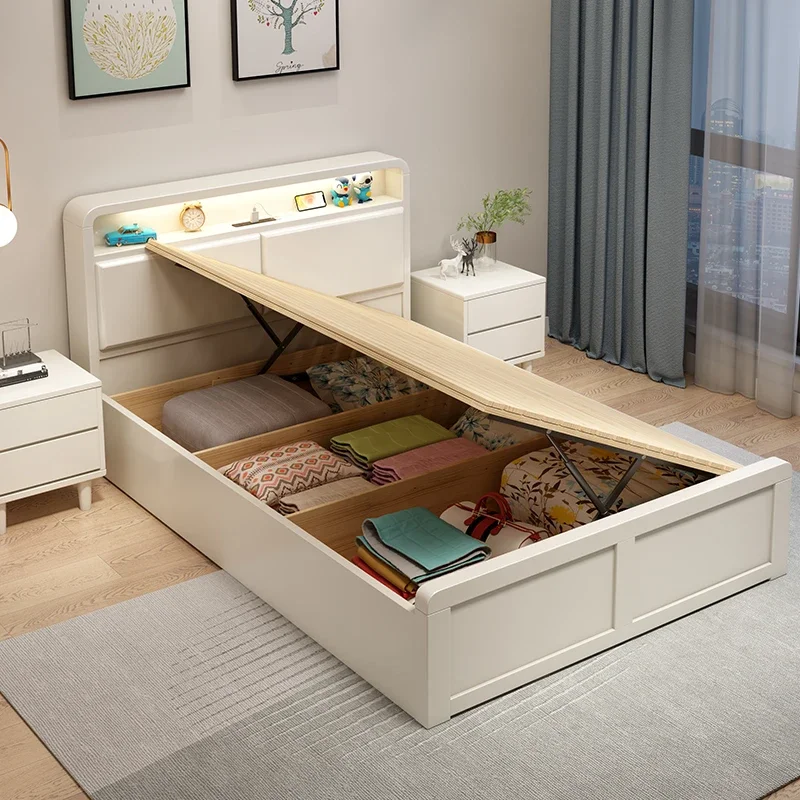 All solid wood single bed 1.2m 1.35m small apartment for children